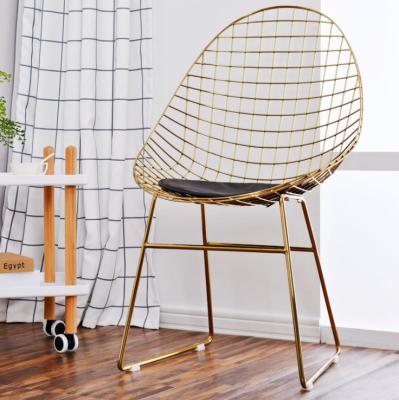 China Nordic Single Back Dining Chair Wire Mesh Chair Golden Hollow By Iron Mesh Chair for sale