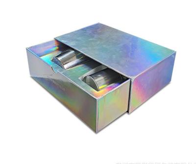 China Recycled Materials Custom Logo Printed Cardboard Paper Cosmetic Holographic Packaging Box for sale