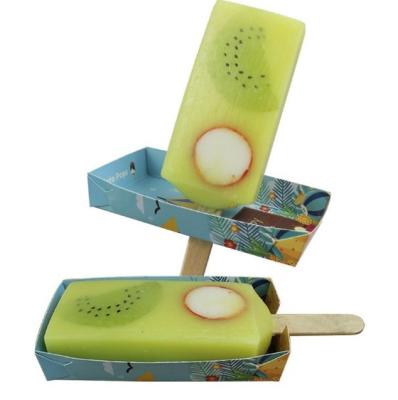 China Recycled Materials Customized Food Grade Ice Cream Box Paper Popsicle Tray Packaging Box Without Glue for sale