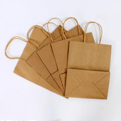 China High Quality Recycled Materials Kraft Paper Recyclable Bag With Twisted Handle Reusable Shopping Paper Bags Logo Printed for sale