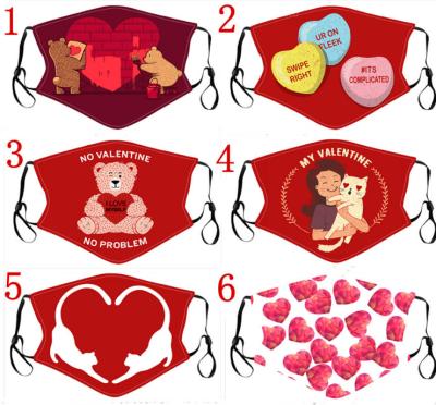 China 2022 Anti-dust Washable Love Heart Pattern Cotton Maskes dustproof insert set filter cloth Valentine's Day facemask for sale