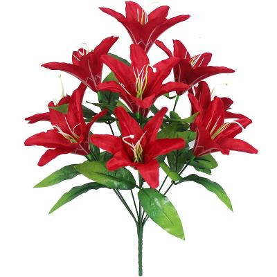 China Artificial Memorial Flower Artificial Funeral Silk Lily Decorations Funeral Flowers for sale