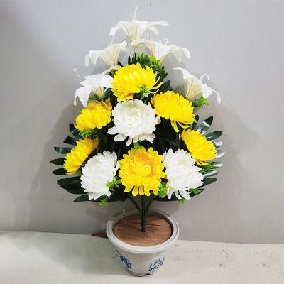 China Natural Cemetery Funeral Grave Product Sacrifice Accessories Artificial Touch Flowers For Burial for sale