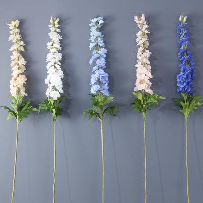 China Home Wholesale Single Decotation Artificial Silk Delphinium Flower For Wedding Decoration for sale