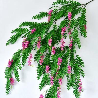 China Wholesale 3 Lots Forks Wisteria Flower Environmental Artificial Branch For Wedding Party Home Decoration for sale