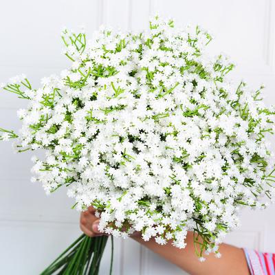 China Hot Sale 52CM Artificial Flower Gypsophila Plastic Baby's Breath Plastic White Breath for sale