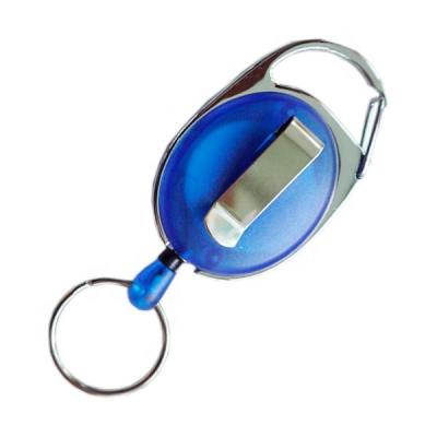 China Plastic ID Holder Reels Lanyard Name Tag Card Wholesale Reel Pull Badge Reel Custom Blue Retractable ABS Nylon Alloy for sale