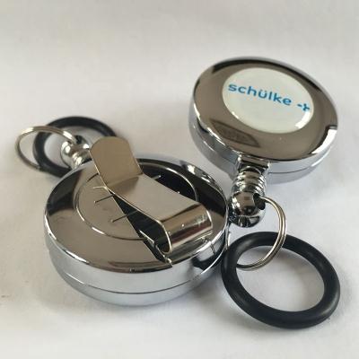 China Retractable Key Chain Ring Reels Keyring With Clip High Quality Custom Ski Pass ID Card Badge Holder Zinc Alloy for sale