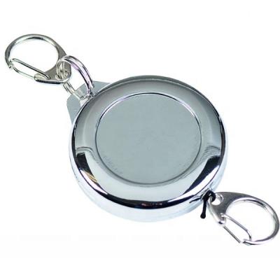 China Metal Chrome Badge Reel YoYo Retractable Key Ring Ski Heavy Duty 47mm Large Size Zinc Alloy Pass Holder for sale