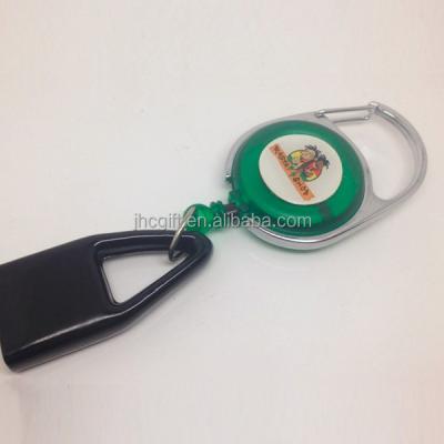 China ABS + Zinc Alloy Custom Printing Carabiner Badge Reel With Lighter Backing for sale