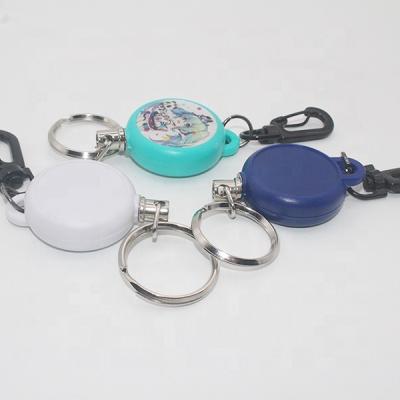 China New Design Plastic Multicolor Outer Spool Carabiner Extendable Retractable Key Chain for sale