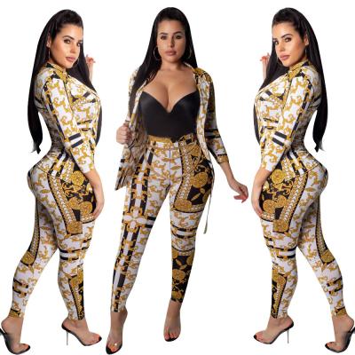 China 2021 New Arrivals Waterproof Women Spring Two Piece Set Two Piece Pants Set Woman Printed Two Piece Sets for sale