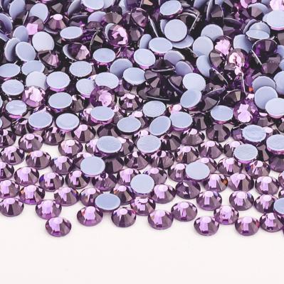 China Flatback SS6 8 10 12 16 20 30 lt Amethyst Heat Transfer Iron On Crystal Rhinestone Glass Rhinestones Flatback Stones Hotfix For Garment for sale