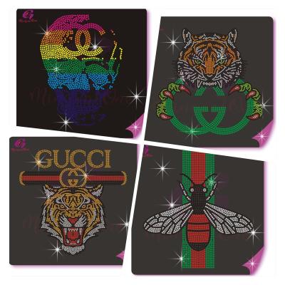 China Wholesale Custom Design Rhinestone Heat Transfer Flatback Bling Crystal Hotfix Rhinestone Transfer Popular for sale