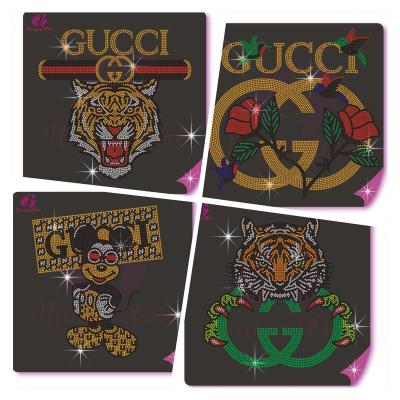 China Wholesale Flatback Brand Letter Hotfix Rhinestone Transfer Design Customize Rhinestone Heat Transfer Pattern for sale