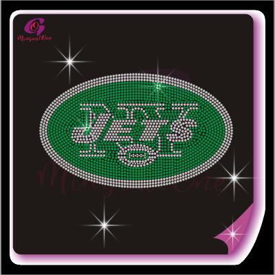 China Custom Team Logo Iron On Stone Design Rhinestone Transfer Pattern From Flatback China Factory Price for sale