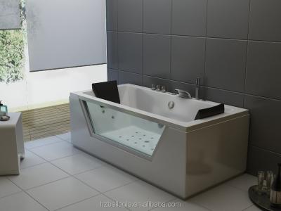 China Stainless steel jets glass front whirlpool bathtub for sale