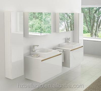 China Gloss white countertop unit basin wall hung or floor-standing bathroom cabinet for sale