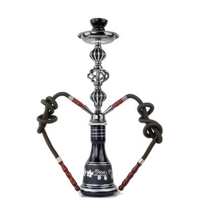 China Large Durable Amazon Hookah 54CM Set Ceramic Bowl Shesha Hookah With Hookah Accessories Two Hose Glass Vase for sale