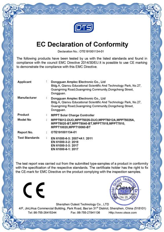 CE - Dongguan Amplec Electronic Co., Ltd.