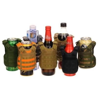 China Mini Bar Bottle Decor Adjustable Drink Cooler Holder Molle Tactical Beer Vest for 12oz or 16oz Cans and Bottles for sale