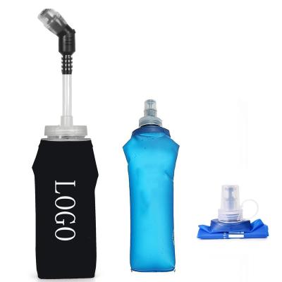 China Hot Sale 350ml 600ml Soft Folding Flask Soft Folding Tpu Stocked Collapsible Water Bottle Free For Operation for sale