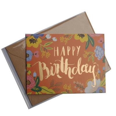 China Europe personalize high quality hot stamping mini kraft paper chrismas birthday greeting cards printing with wishes for sale