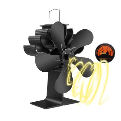 China Household Wood Burner 5 Blades Amazon Fireplace Heat Powered Stove Fan for sale