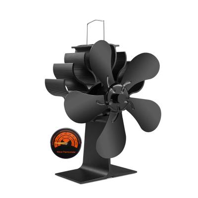 China Amazon Hotel Hot Selling 5 Blade Oscillating Heat Powered Energy Saving Wood Stove Fan for sale