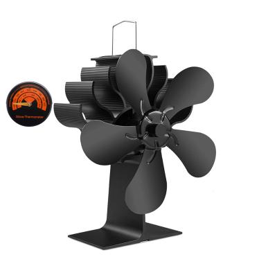 China 2022 Household 5 Blades Wooden Burining Low Price Eco Friendly High Airflow Heat Powered Stove Fan for sale