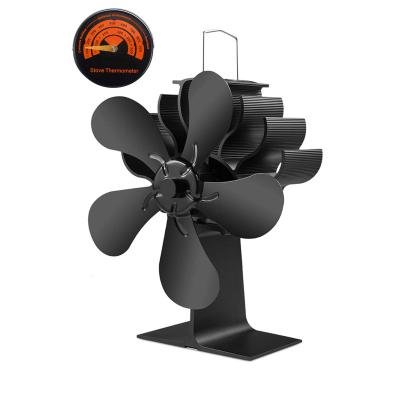 China Household 2022 Low Price Heat Powered High Airflow 5 Blades Wood Stove Fan for sale