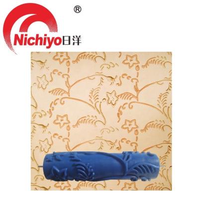 China Tool Dustproof Wall Texture Wooden Wall Flower Pattern Decorative Paint Roller for sale