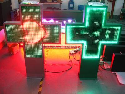 China New technology weather/temperature/text/humidity outdoor ourdoor high brightness led pharmacy cross led display for sale