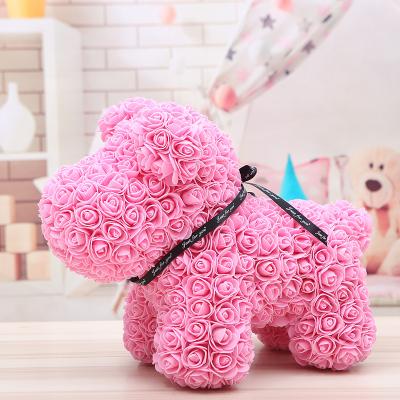 China Environmentally Friendly Custom Made Dog Rose Puppy Standing Stuffed DIY Pe Foam Rose For Birthday Wedding Valentine's Day Gift for sale