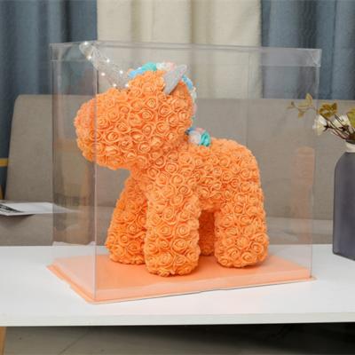 China Plush Preserved PE Foam Flower Rose Unicorn For Girlfriend Creative Valentine's Stylish Environmentally Friendly Wrapped Gifts for sale