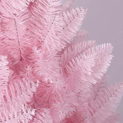 China Environmental Protection Green Best Selling Holiday Decoration Home Decor 210cm PVC Christmas Tree Flocking Artificial Pink Pine Tree for sale