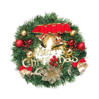 China Beautiful Green Environmental Protection Handmade Door Hanging Garland Home Outdoor Christmas Garland Decor 30cm Xmas Decoration for sale