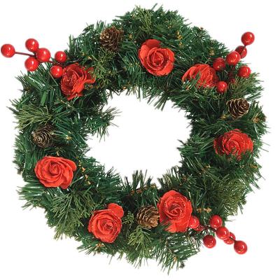 China Wholesale Artificial Christmas Wreath Berry Large Flower Wreath For Green Plant Wire Frame Pine Christmas Ball Decorative Environmental Protection for sale