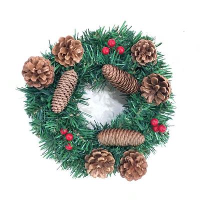 China Environmental Protection Special Artificial Green Plant Christmas PVC Pine Garland With Pine Cones For Door Decoration for sale