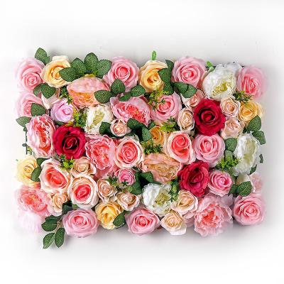 China Silk fabric simulation mounted flower wall wedding decoration background flower wall decoration wall flowers for sale