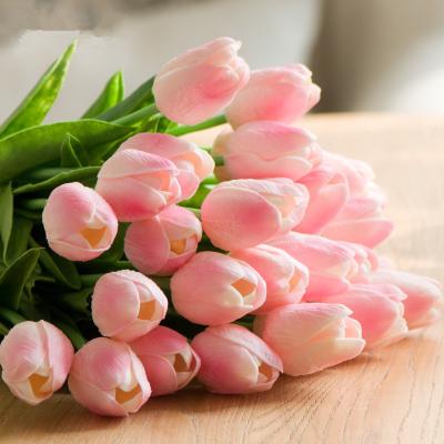 China PU Real Touch Flowers PU Tulips Flower Artificial Silk Rose Wood Preserved Single Tulip for sale