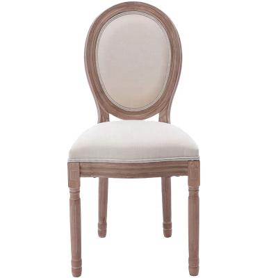 China Modern high quality elegant french nordic style round wooden hotel dining room luxury back chair for sale