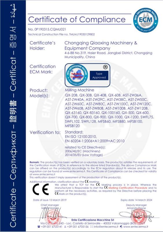 ISO 21001 - Chongqing Qiaoxing Machinery & Equipment Company