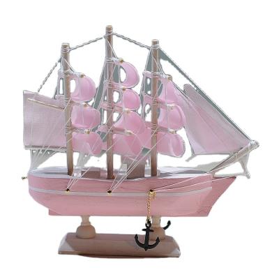 China Europe wholesale wooden boat, 16cm wooden sailing boat, decoration gift boat for sale