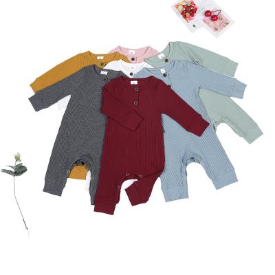 China Spandex/Cotton Spring Autumn Long Sleeve Newborn Baby Bodysuits Solid Color Onesie Newborn Baby Clothes OEM Service Unisex Rompers for sale