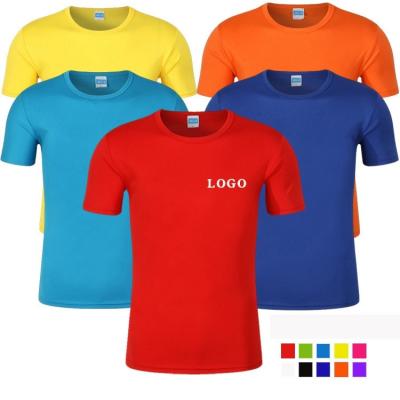 China 100% Polyester Sports Tee Shirts Custom White Mens Womens Anti-Wrinkle Print T Shirts Tops Gym Quick-Drying Plain Unisex T-shirt for sale