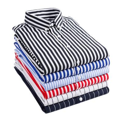 China Wholesale High Quality Business Office Anti-pilling Formal Striped Casual Shirts Long Sleeve Plus Size Men's Shirts for sale