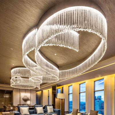 China Modern Advanced Creative Transparent Chandelier Light Luxury Crystal Ring Ceiling Ring Light For Hotel Club Building for sale