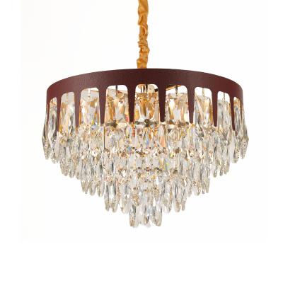 China Luxury Modern Crystal Light Leather Lobby Front Desk Hotel Decoration Designer Cafe Chandelier Lighting for sale