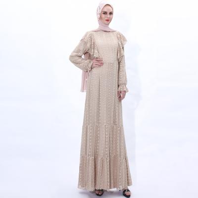 China High Quality Lace Fabric With Striping 2022 New Designs Wholesale Simple Satin Abaya Dubai Muslim Dresses For Women for sale